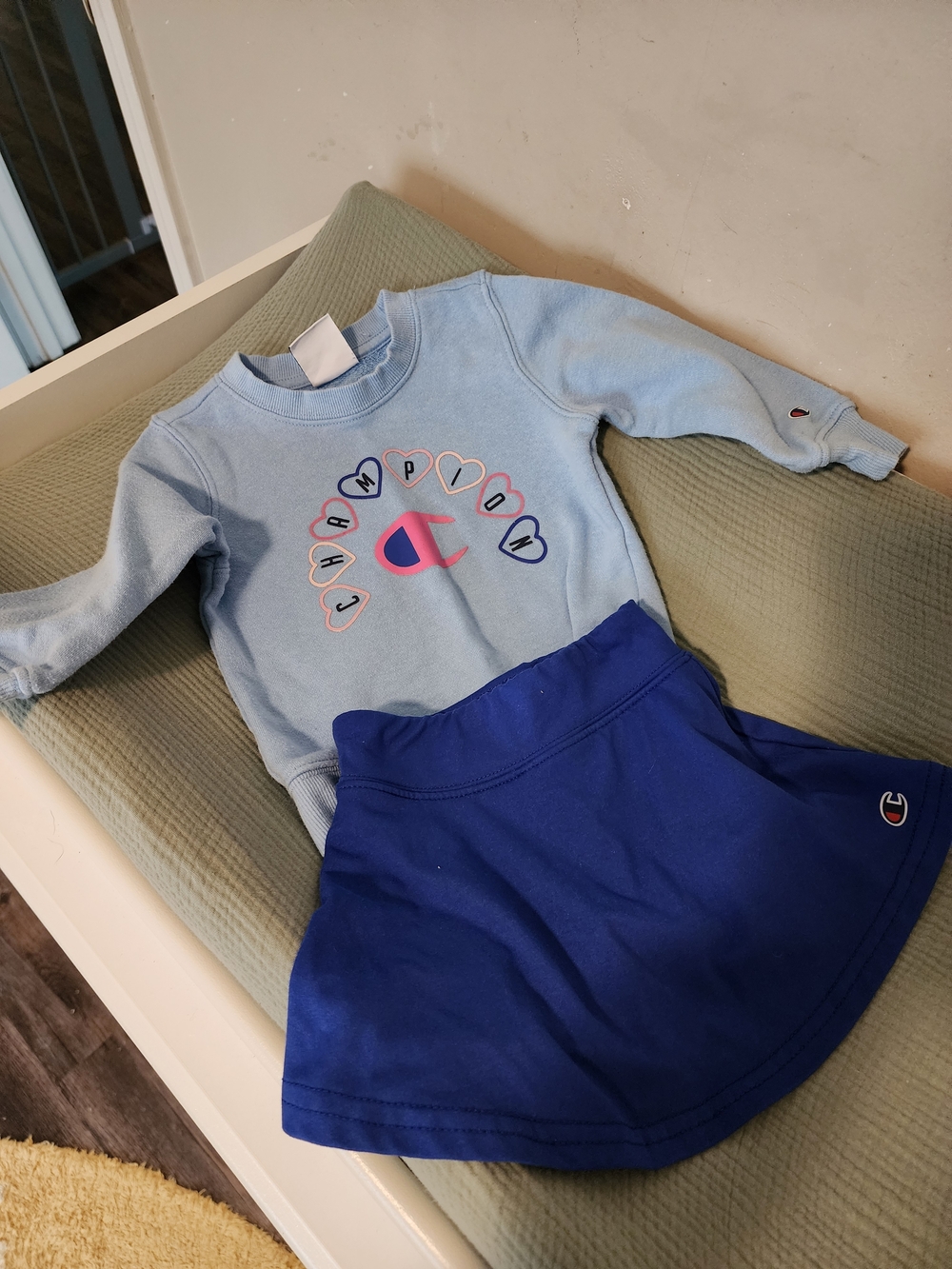 Champion Girls' Light Blue Sweatshirt & Royal Blue Skirt Set